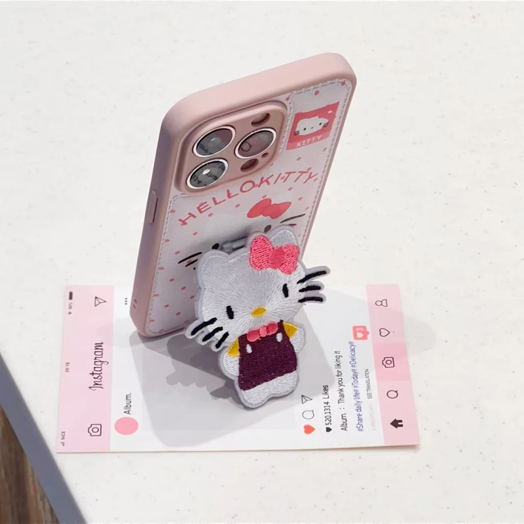 SMBLCE刺绣kitty支架适用苹果17/16气垫手机壳华为vivo小米15oppo