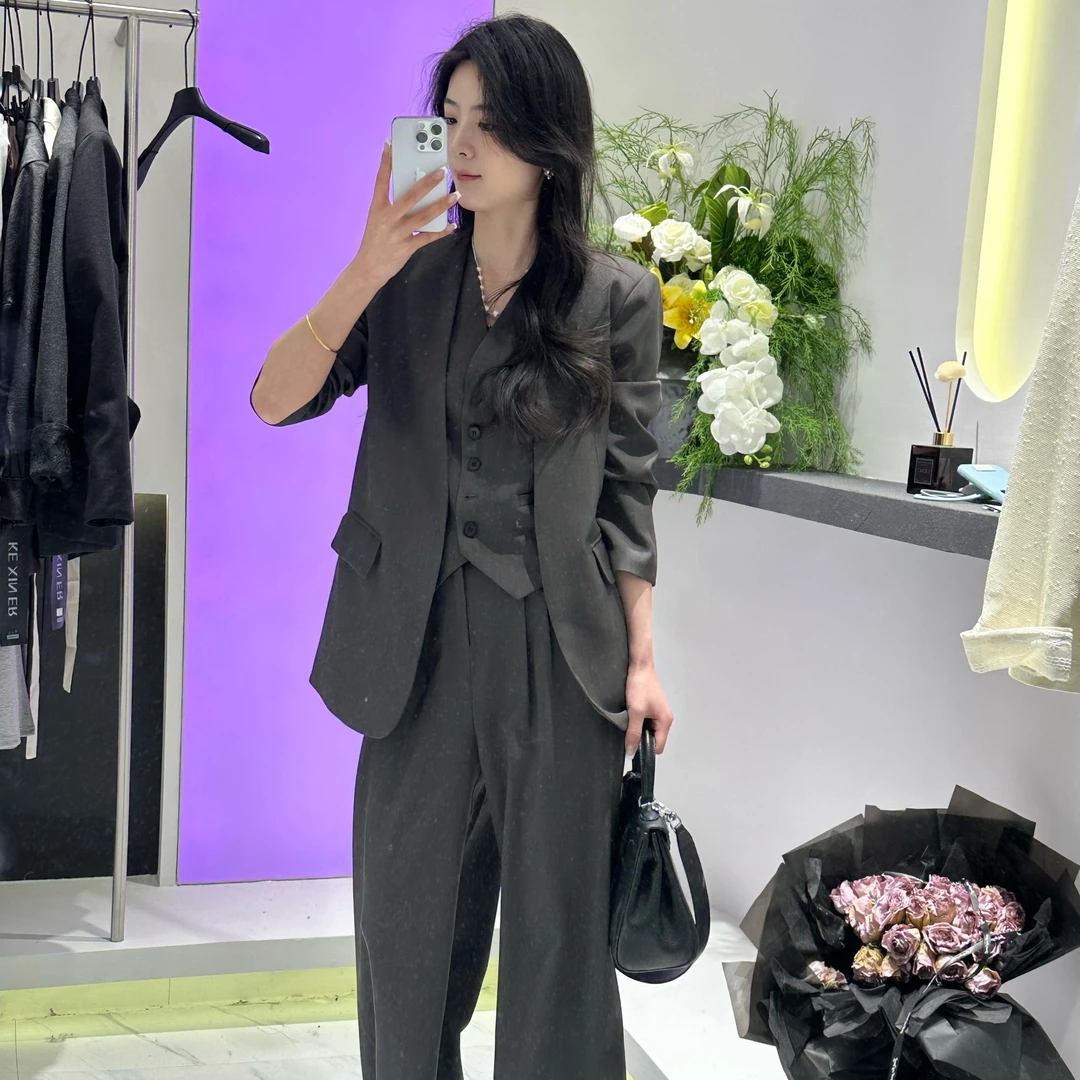 【银基格格】休闲西裤时尚套装轻职风通勤风裤子三件套装9881196