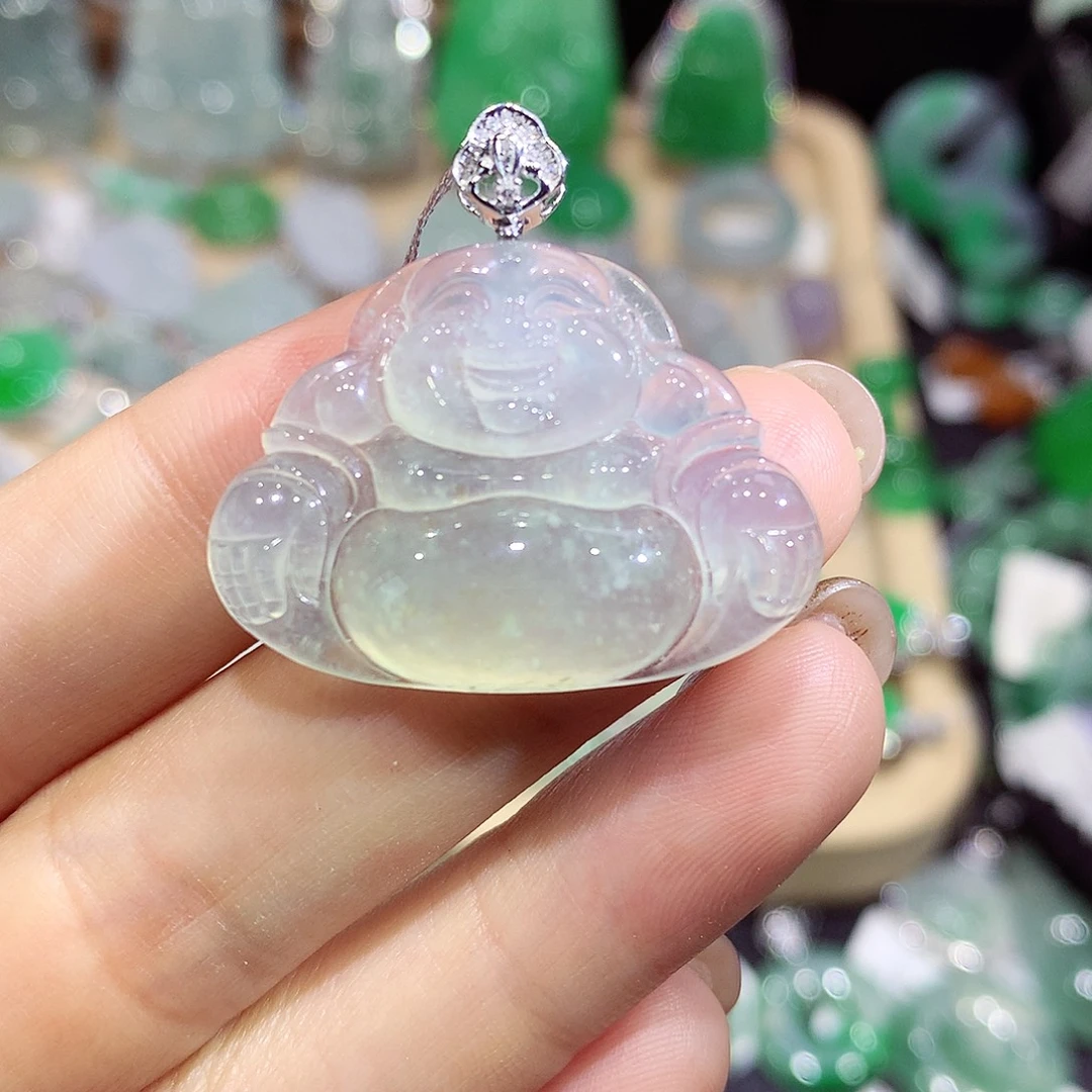 翡翠18K金镶嵌颈饰佛