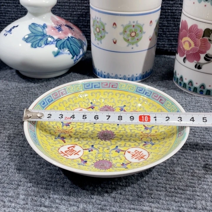 粉彩手绘小盘，小碟