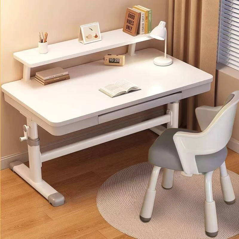 送货上门手摇升降电脑桌小书桌学生可升降学习桌写字作业桌椅套装