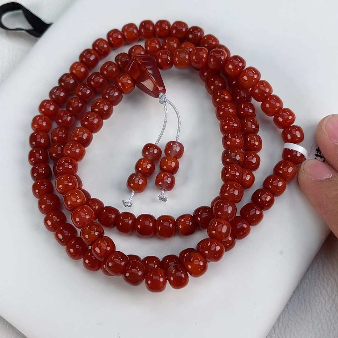 南红玛瑙川料牛血红收藏级多圈7未镶嵌