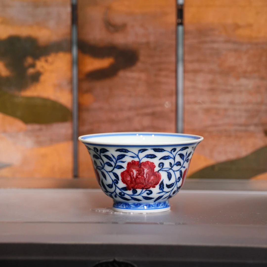 永明尚玩丨明缠枝铃铛杯容量60ml景德镇陶瓷茶具