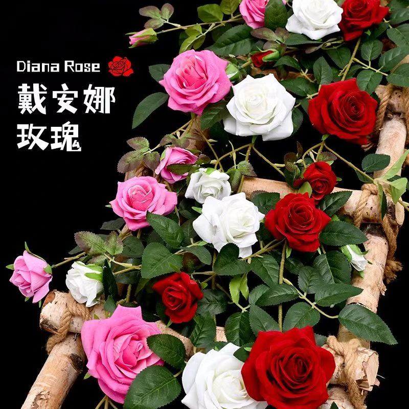 仿真玫瑰花藤蔷薇垂吊花门头墙壁装饰假花藤条造景植物遮挡管道