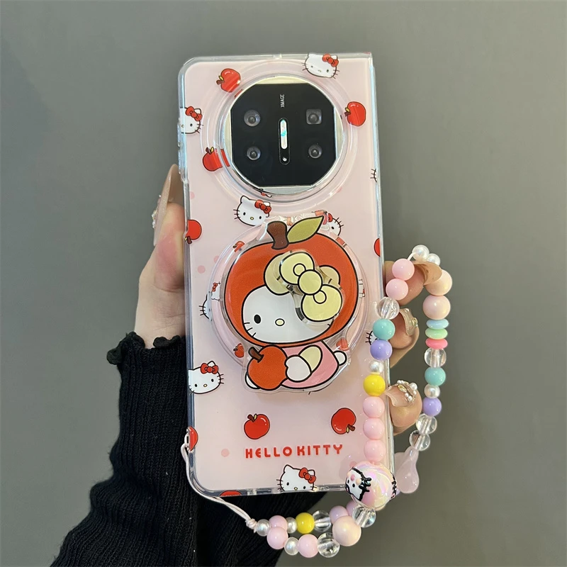 粉色苹果kitty猫磁吸支架适用华为matex6/x5典藏版折叠屏手机壳女