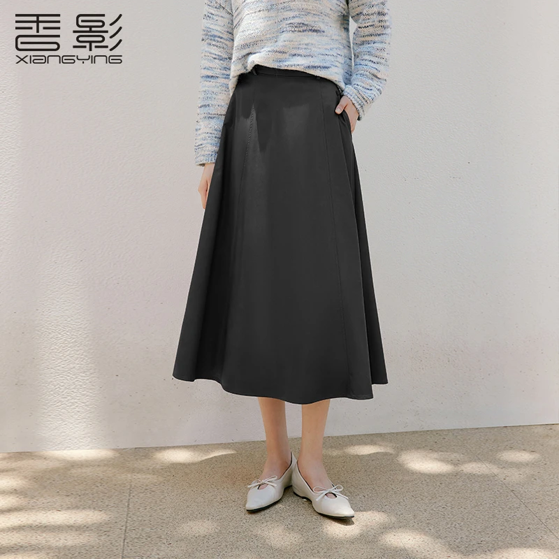 【直播专享】R85A391半身裙 香影灰色皮裙半身裙女秋季新款高级感