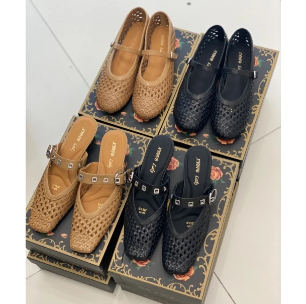 夏季纯色百搭设计感镂空编织鞋单鞋