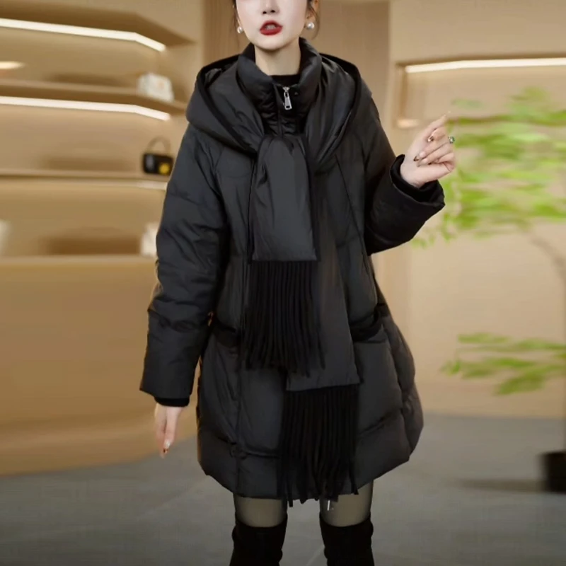 白鸭绒气质加厚保暖羽绒服女士冬季2025新款韩版时尚洋气显瘦外套