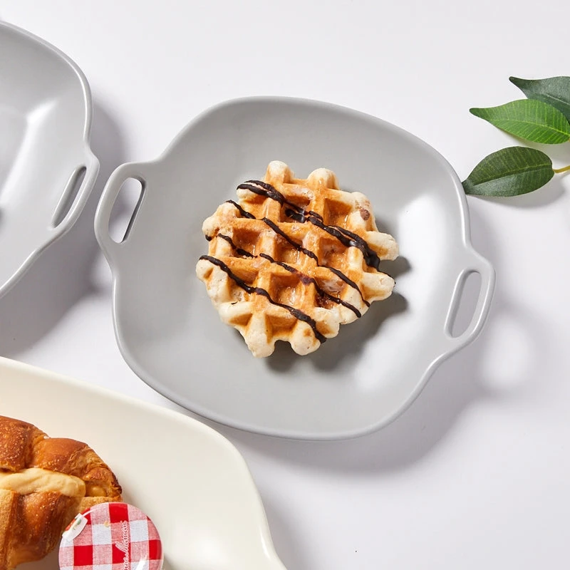 【多米家】18*2.5CM  高级灰方盘 大号烤盘 带双耳20CM 微瑕不售后