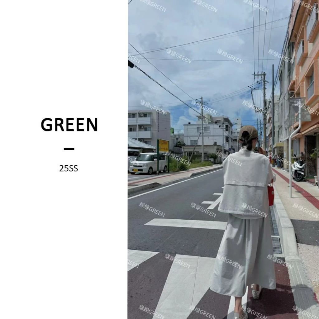 【GREEN】素净~秋季时尚休闲马甲两件套套装