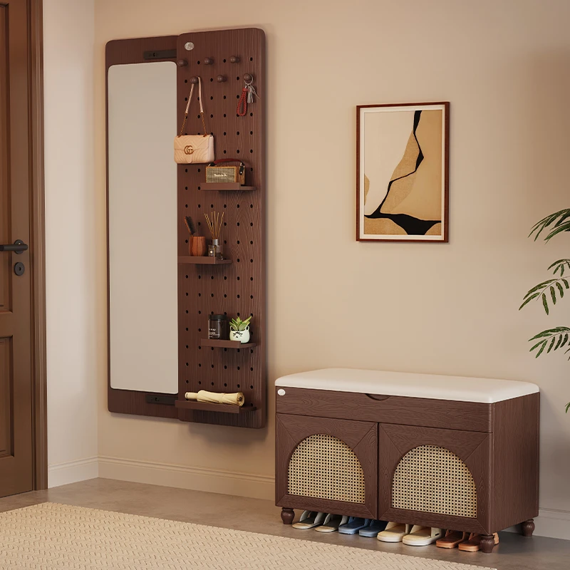 洞洞板穿衣镜隐形可关闭推拉全身镜壁挂式家用玄关挂墙大试衣镜子