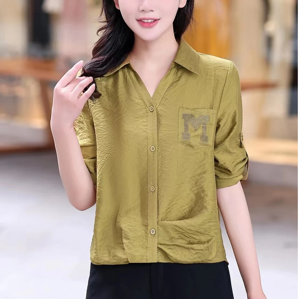 春秋新款气质圆领打底衫内搭时髦洋气烫钻印花长袖上衣2306长54