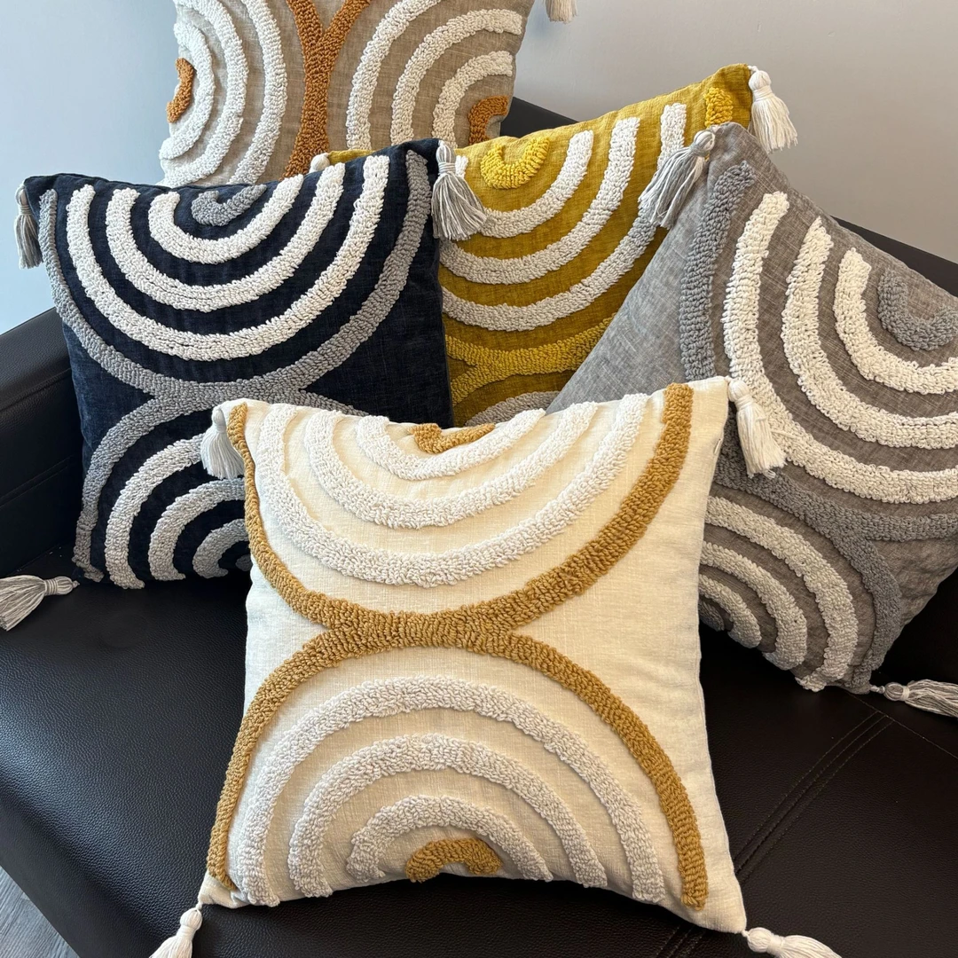 北欧风簇绒圈绒雪尼尔高端面料客厅沙发床头飘窗抱枕靠垫靠枕套