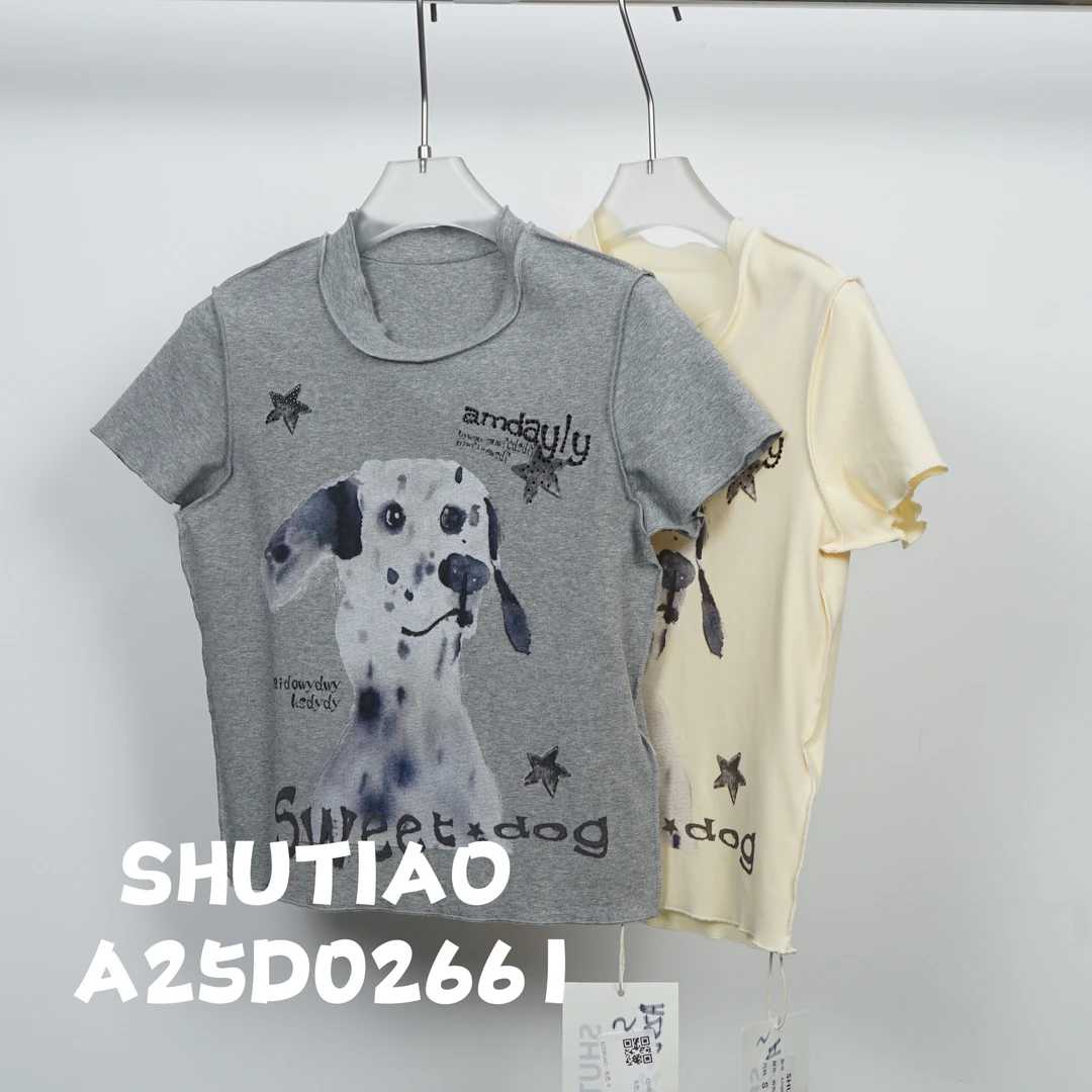 【SHUTIAO】2025夏季：新款小众设计款T恤A25D02661
