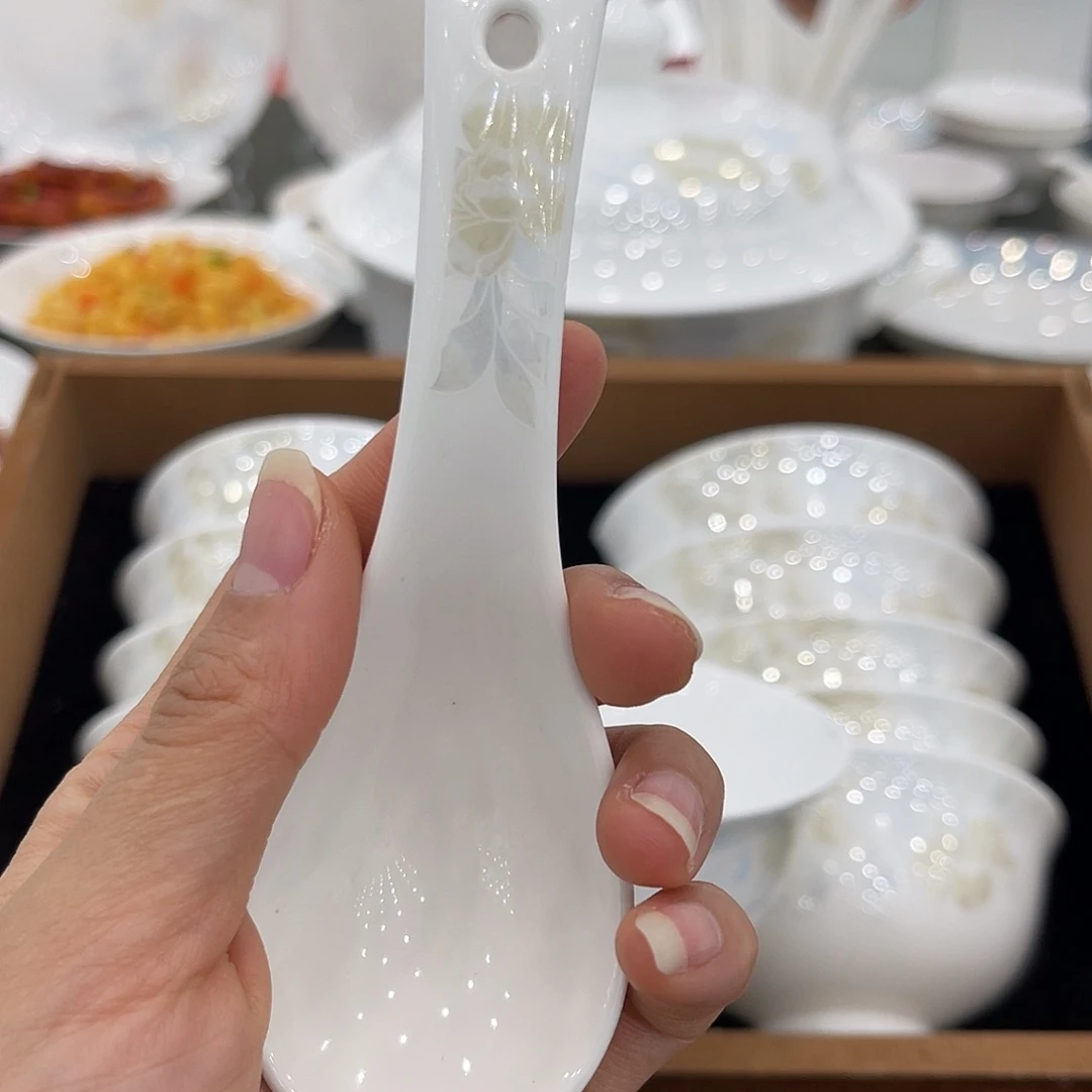 瓷用****1简约清雅小汤勺10个