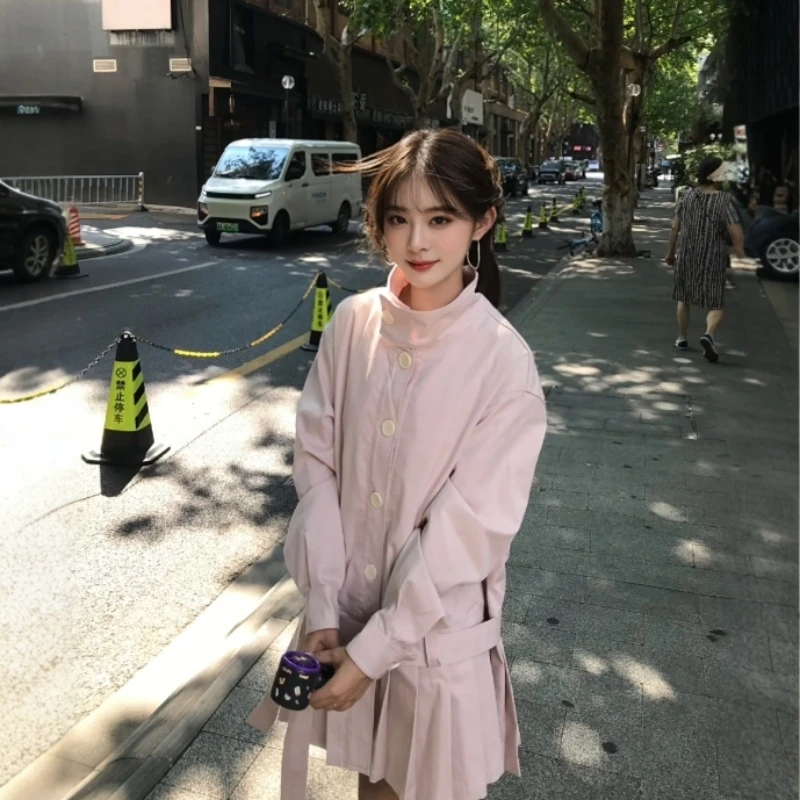 韩系高级感巨好看的宽松风衣小个子减龄漂亮独特长袖外套2025秋季