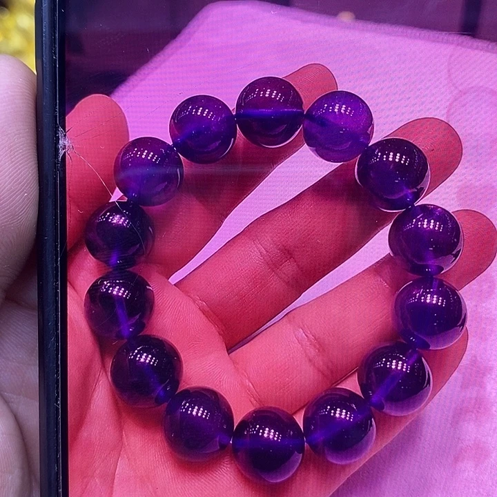 非金属玻璃天然紫16mm手链