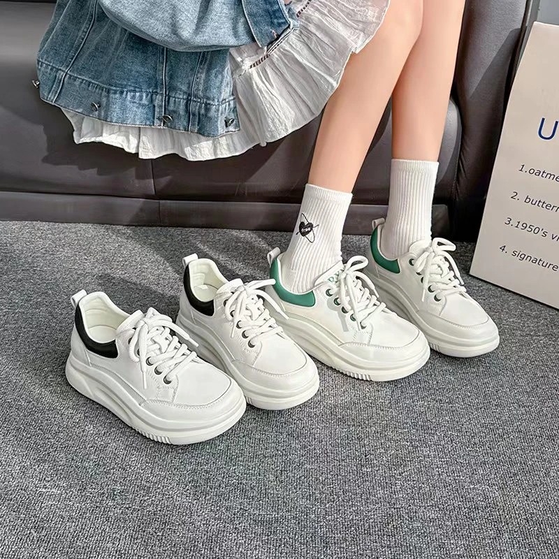 B230小白鞋女2025春季新款牛皮时尚百搭韩版休闲板鞋厚底耐磨女鞋