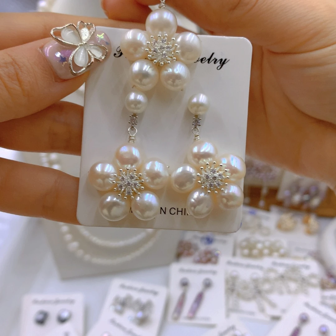 淡水珍珠耳饰合金