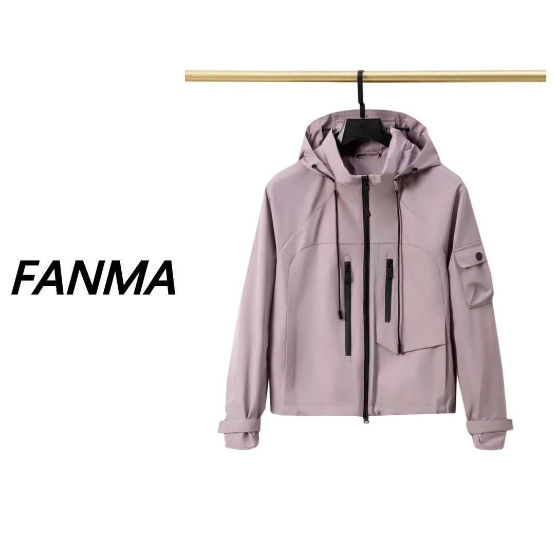 #时尚冲锋衣# 拉链设计短款连帽冲锋衣 三防时尚外套 F228