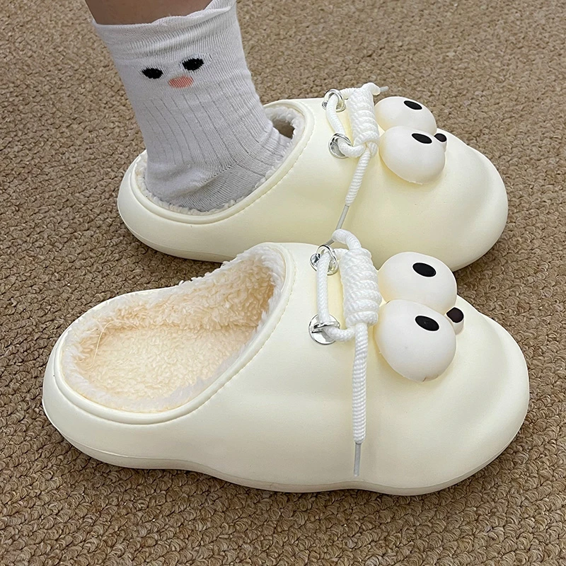 2025新款厚底防水棉鞋女秋冬季EVA居家毛绒加绒保暖外穿情侣棉鞋