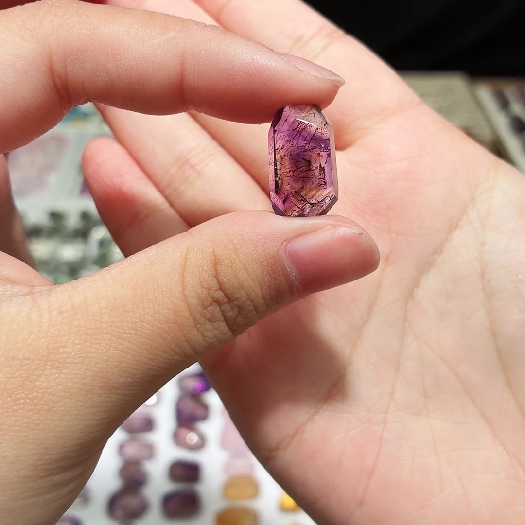 水晶未镶嵌吊坠(不含链)紫超七 随形 打孔定制不退换