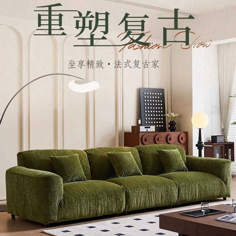 格兰德沙发客厅意式极简小户型雪尼尔布艺法式沙发直排现代可调节