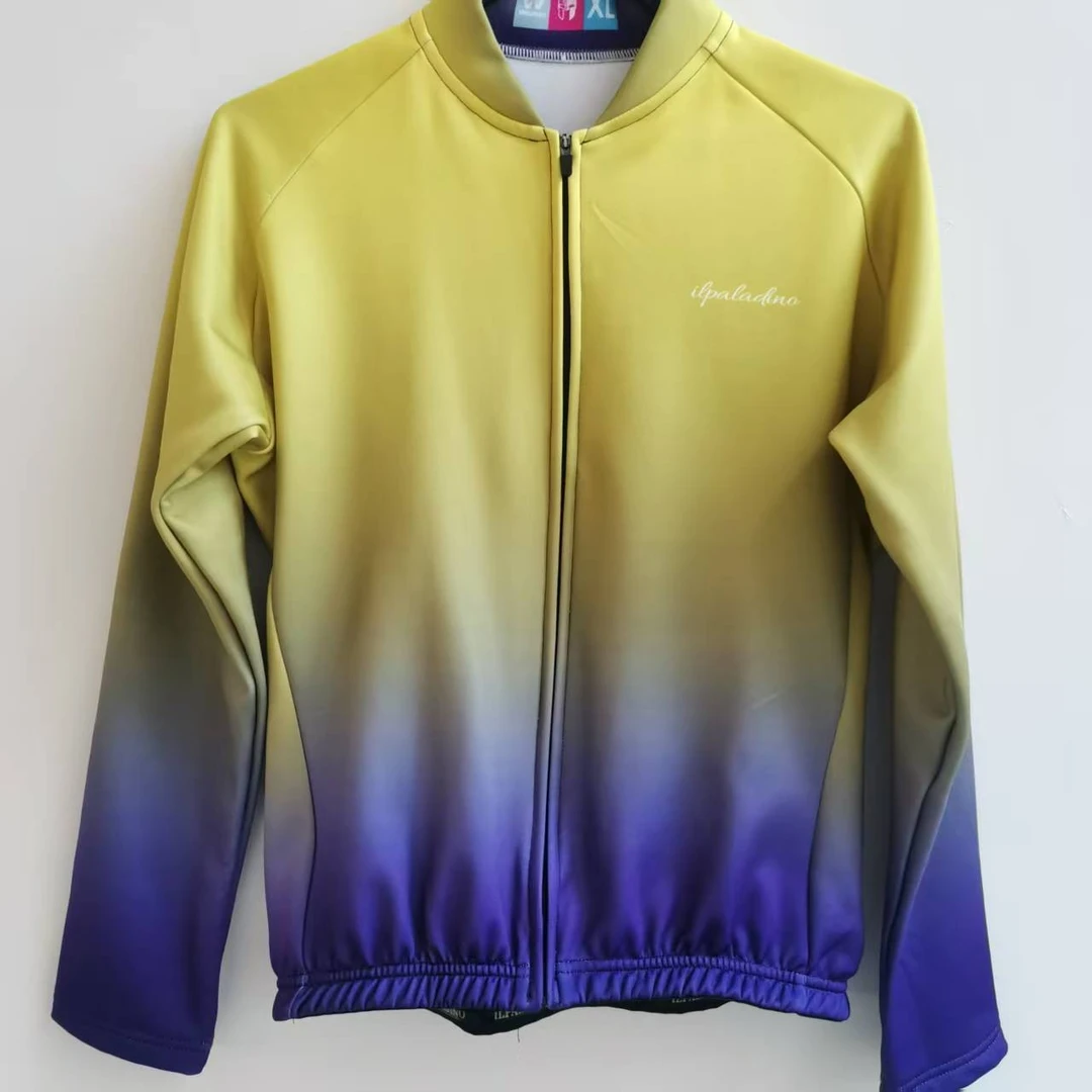 SQ 347【深色黄紫渐变抓绒长袖女士】ILPALADINO骑行服长袖春秋冬