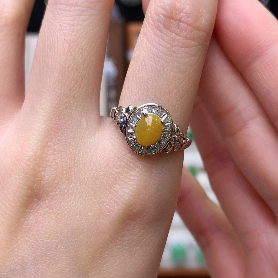 银S925镶嵌戒指翡翠