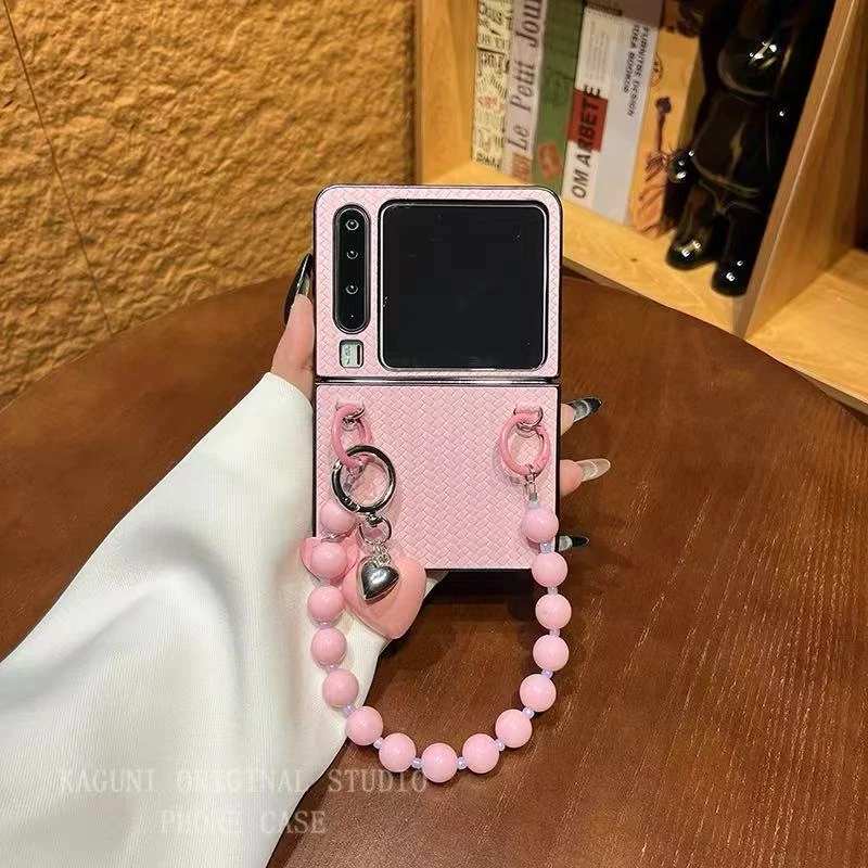 粉色编织纹适用华为purax折叠屏手机壳三星zflip7个性pocket2荣耀