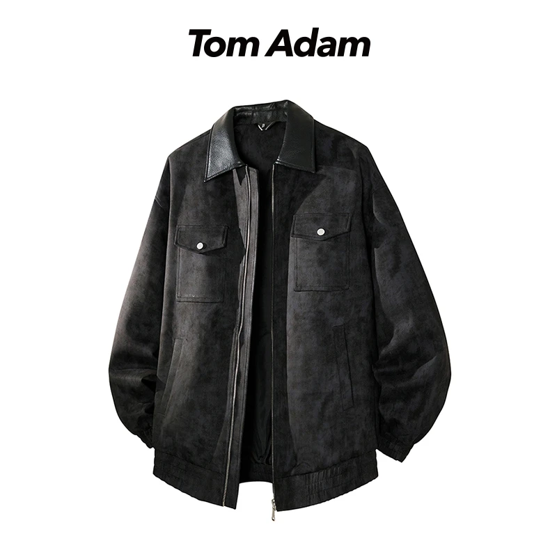 TOMADAM美式复古扎染夹克男款秋季翻领设计感百搭休闲外套宽松