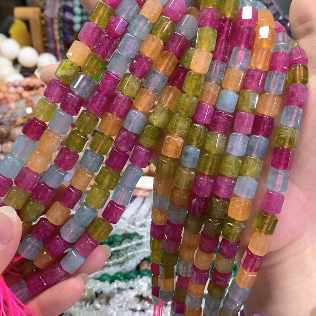 未镶嵌玛瑙/玉髓珠宝半成品碧玺墩礅一条卡9mm