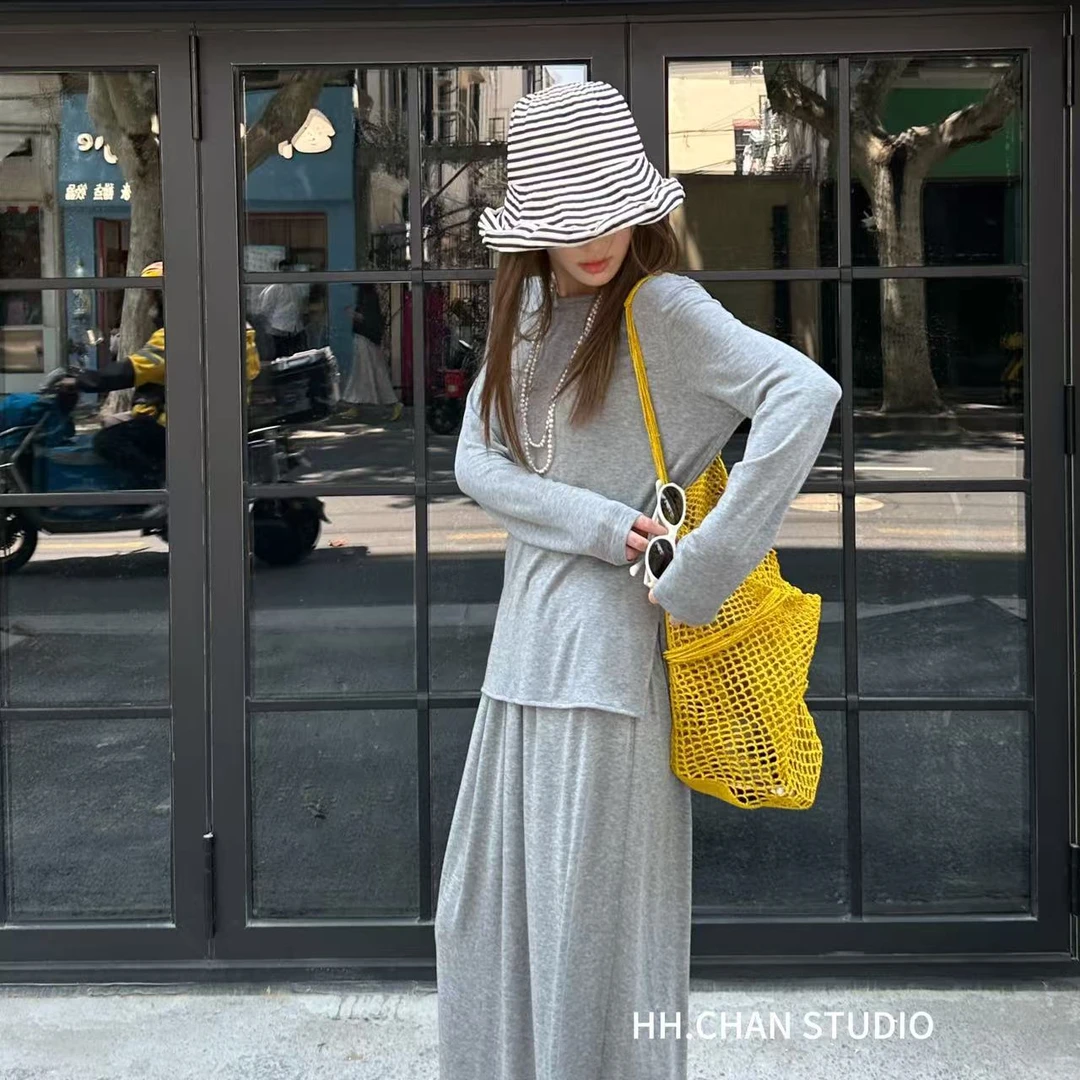 HH.CHAN“软绵绵”莱赛尔羊毛超舒柔灰色百搭上衣HH52D36065