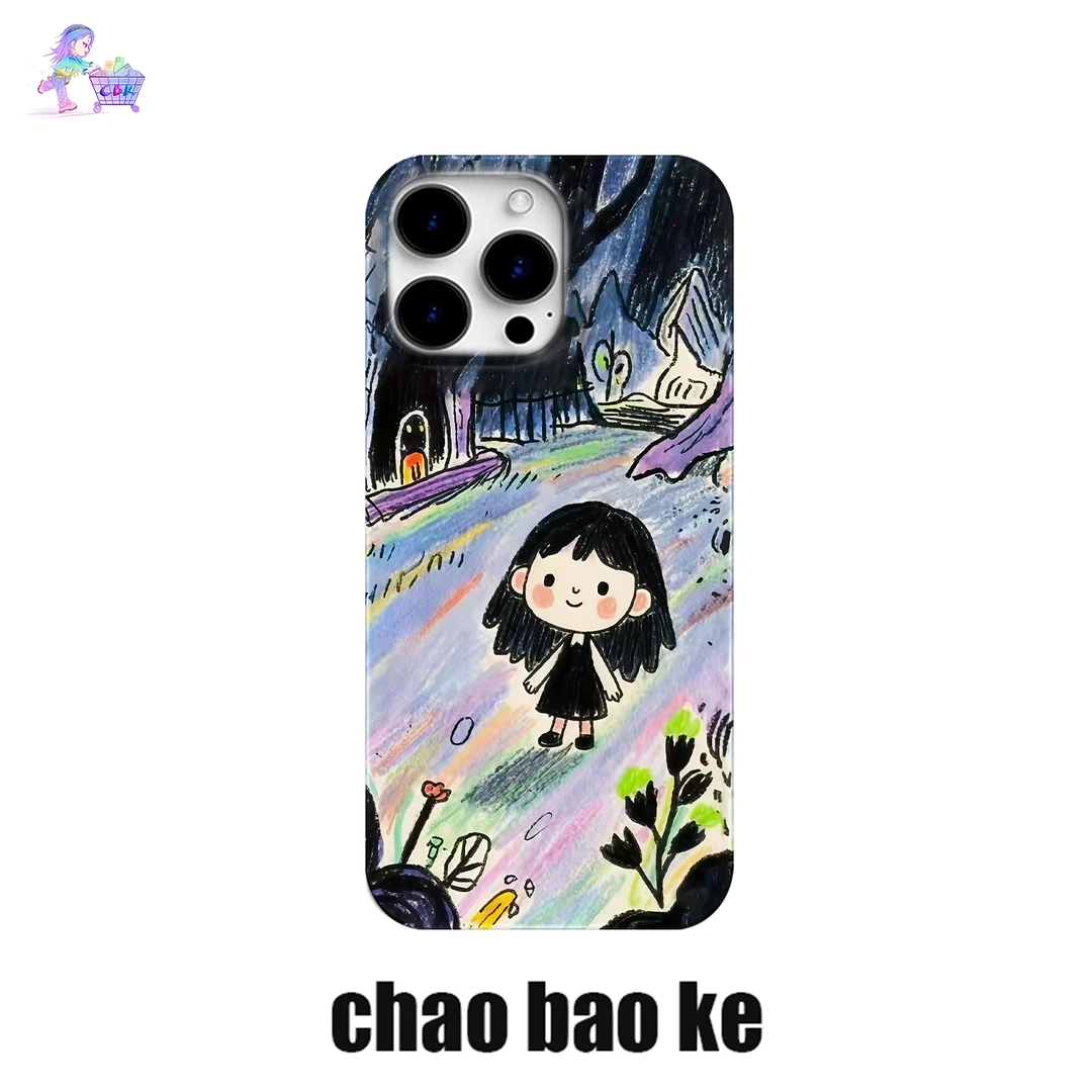 涂鸦女孩手机壳适用于iphone16promax个性苹果15pro小众14/13/12p