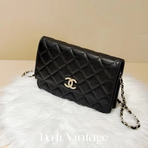 大吉中古/Chanel香奈儿22b黑金woc斜挎包