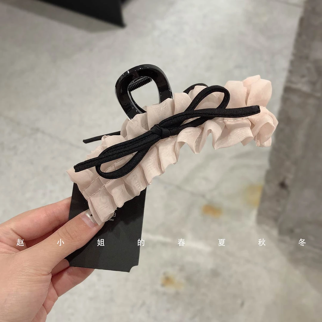 小众设计发饰头饰百搭时尚仙女清新鲨鱼夹粉色蝴蝶结发抓夹