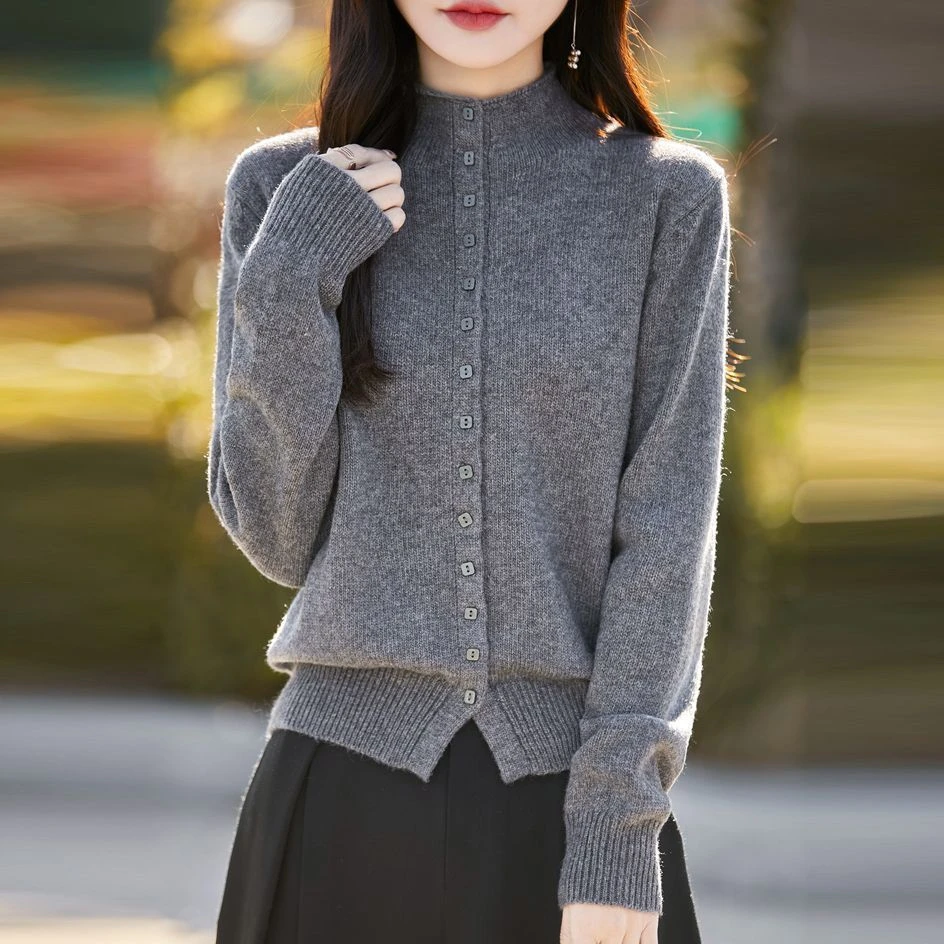 正品撤柜剪标羊毛衫半高领针织衫开衫秋冬新款加厚毛衣外套上衣