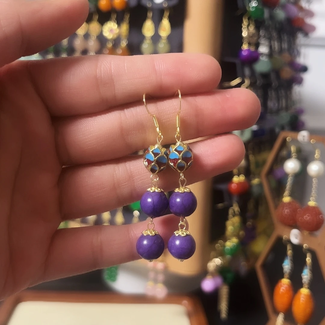 锆石纯铜925银耳饰