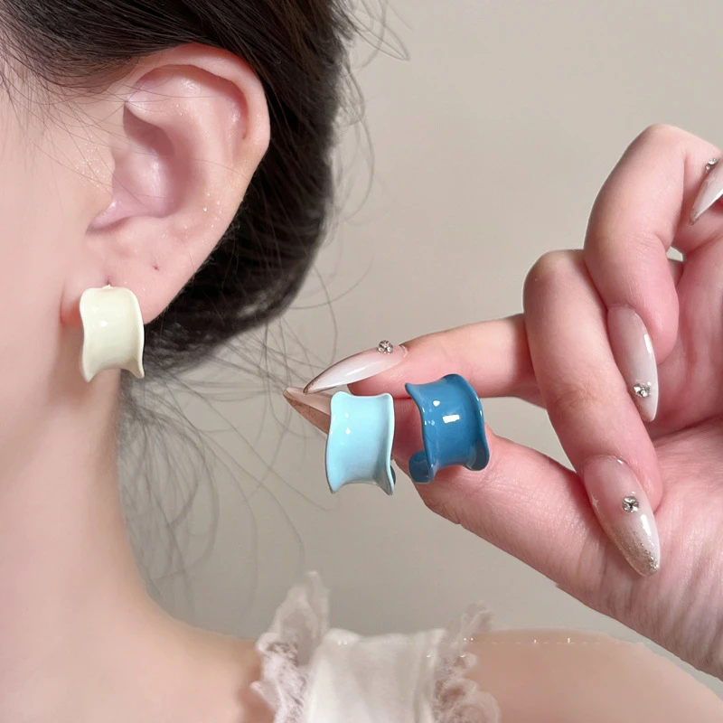 YOUPLUS 奶油甜妹风简约C形耳钉