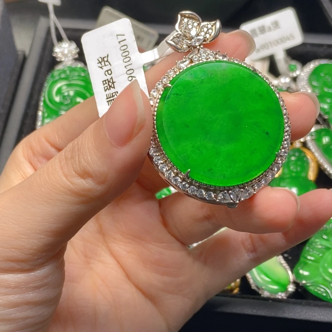 翡翠银S925镶嵌吊坠(不含链)