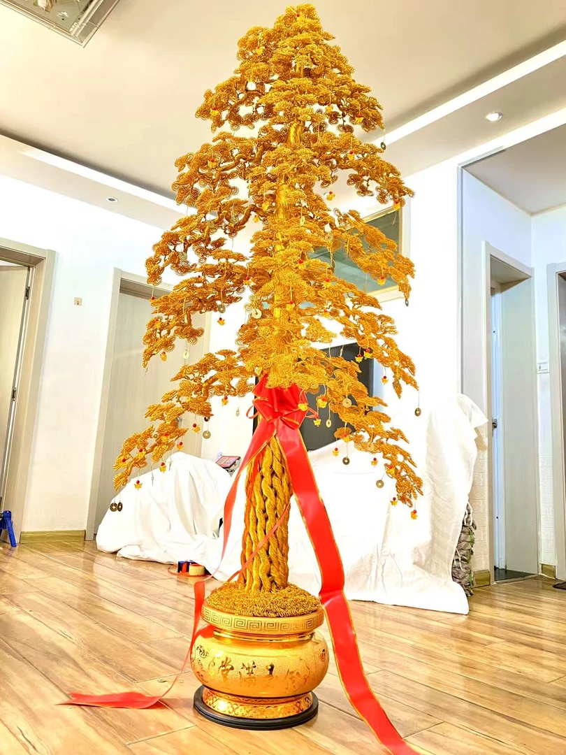 工艺品铝丝发财树高1.88米左右创意开业办公室装饰摆件室内卧室