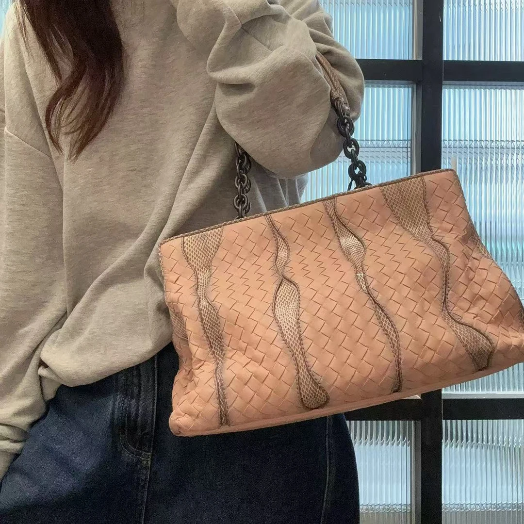 95新 BOTTEGA VENETA/葆蝶家 【蕾】 2HD616 蛇皮拼皮单肩包