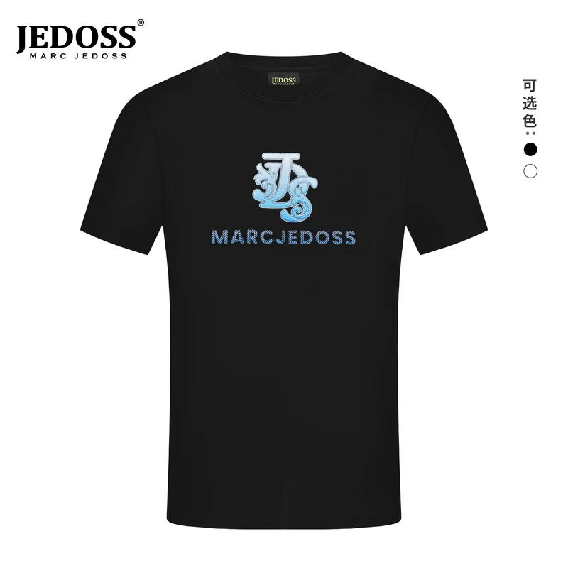 JEDOSS/爵迪斯夏季新款休闲LOGO压胶刺绣男装男款修身短袖T恤039