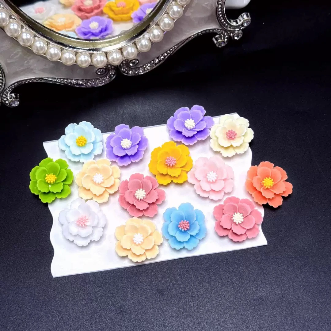 双层奶油花【卡23MM】双色夜光奶油花树脂配件手工饰品