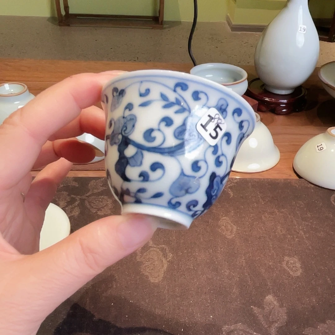 陶开播宠粉浮力青花杯子