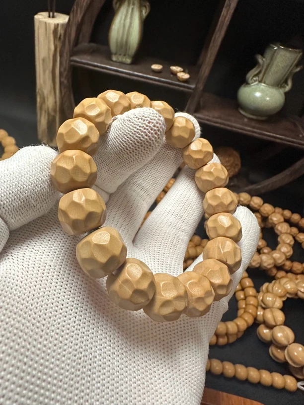 【古艺轩】13mm+全品原色手工黑金无相龙炎料奶酪无相猴头雕刻手串