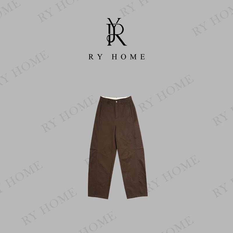 【容雨RYHOME】极简风立体裁剪休闲弯刀工装阔腿裤253K2690