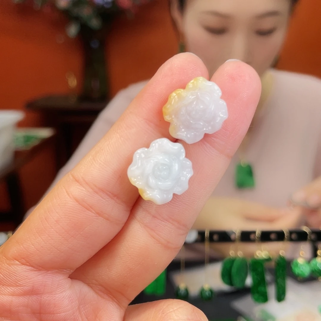 翡翠未镶嵌耳饰饰品