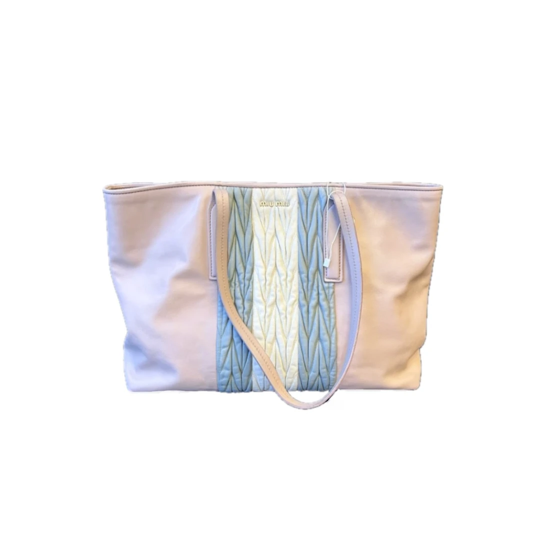 95新 MIU MIU/缪缪 MiuMiu/缪缪粉色褶皱托特 26189