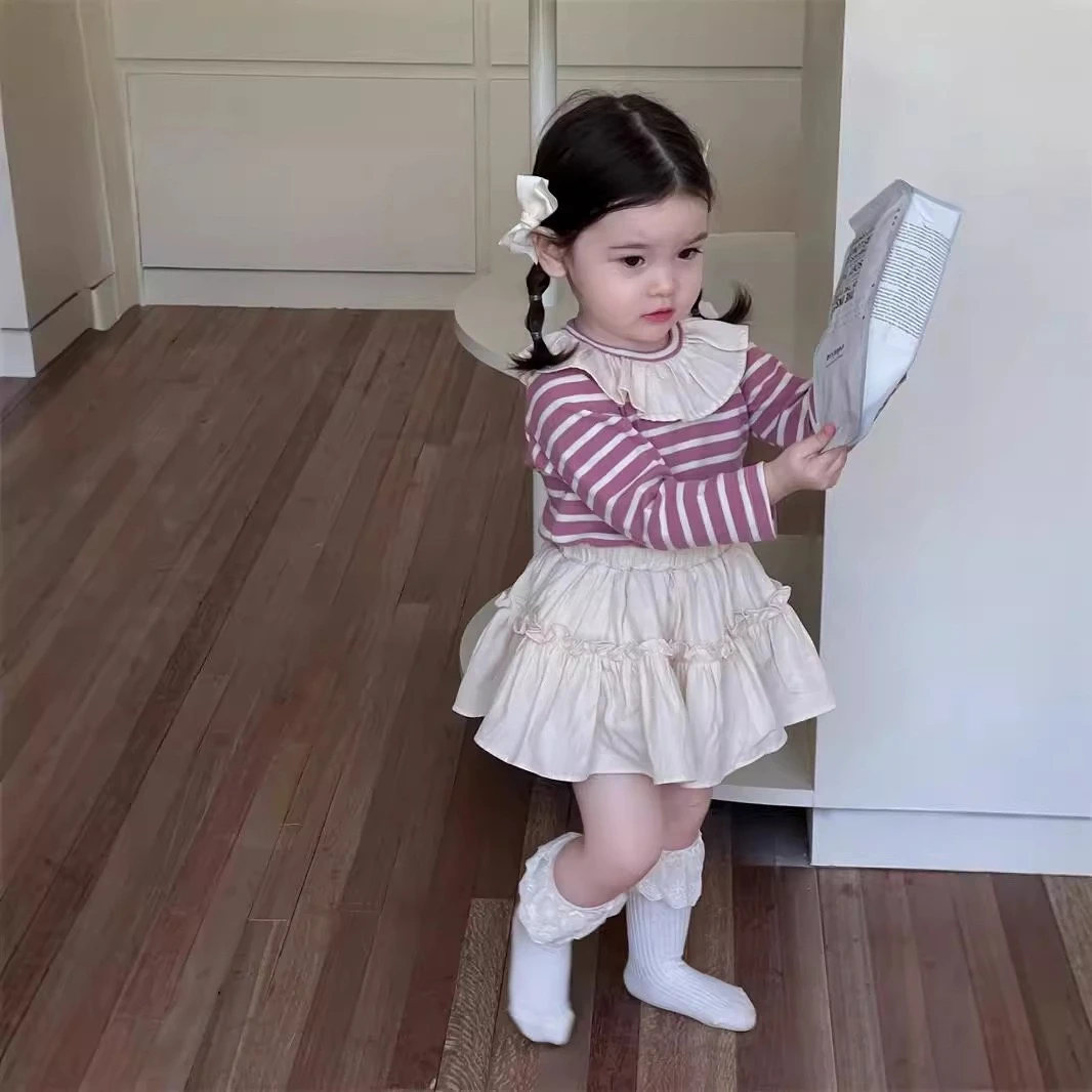 2025女童条纹娃娃衫套装春季衣服韩版童装儿童套装包屁裙两件套